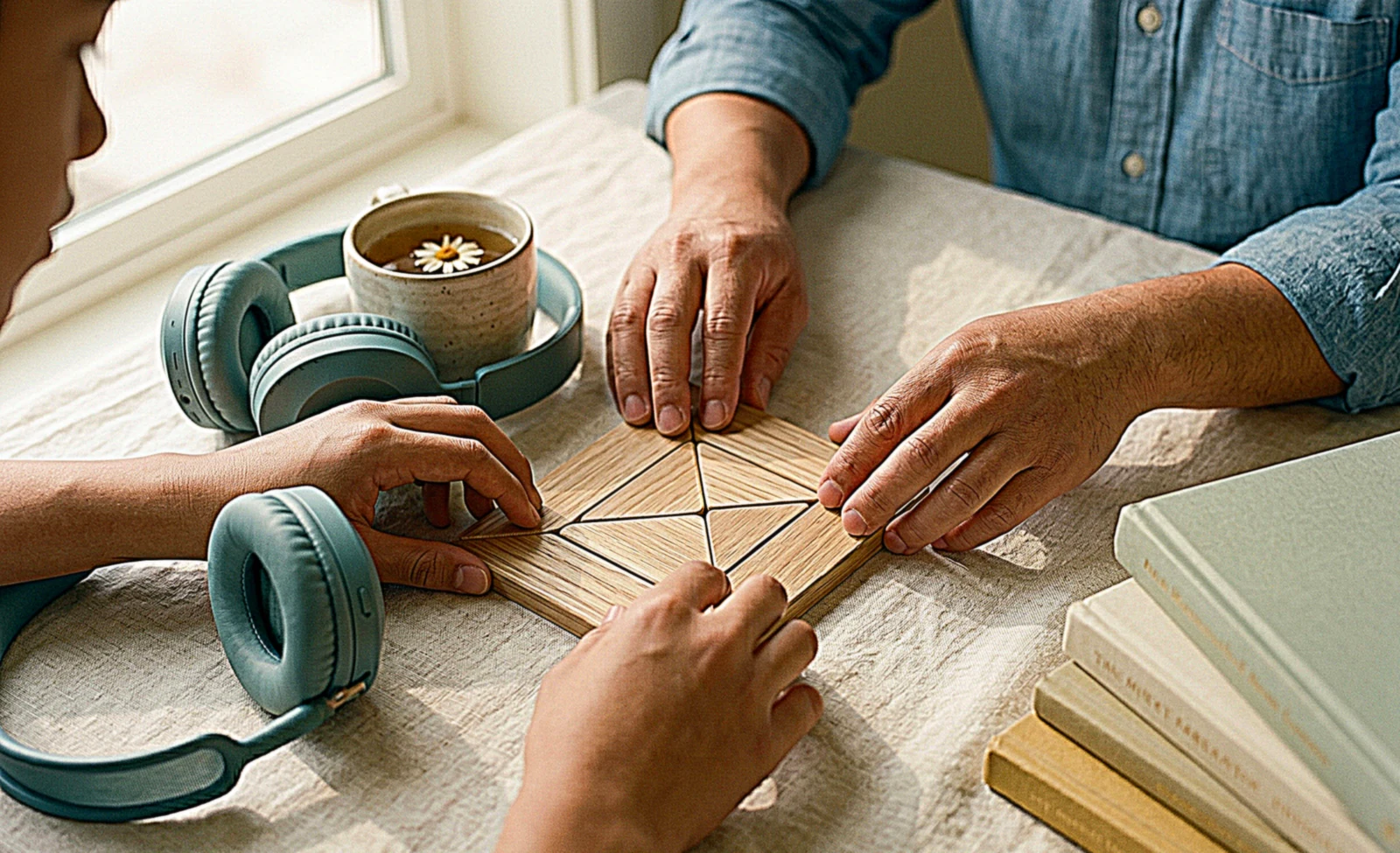 A calm, sensory-friendly scene supporting an individual on the autism spectrum